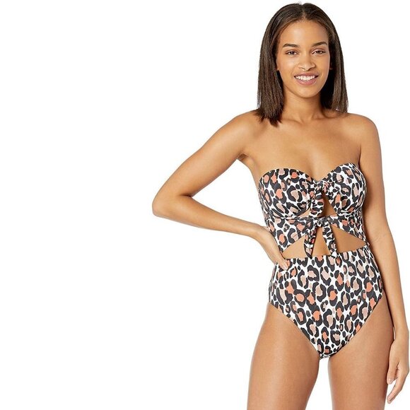 NWT Bar III leopard print one piece swimsuit, L - Picture 2 of 9